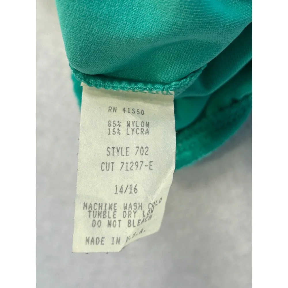 Jenni Rose Girls Green Crushed Velvet Puff Sleeve Leotard Dance Gymnastics 14-16